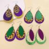 oly-a6ee0eee93932c0f712f262cd9a0ca52 Wholesale Carnival Triple Leather Earrings Shiny Leaf Shape Earrings Bohemian Carnival Earrings