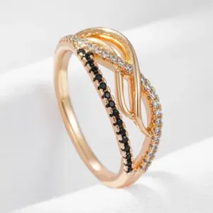 Wholesale New New Style Micro-Paved Zircon Ring For Women Twisted Line Fashionable Bohemian Pattern Casual Style Copper Ring