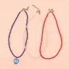Wholesale Pastoral Blue Heart Shape Necklace For Women With Plastic Material And Seed Bead Inlay Featuring Weave Craft And Box Chain