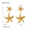 oly-a7159b3480ae29cd9d95d54a97677889 Wholesale 304 Stainless Steel Starfish Shell PVD Coated 18K Real Gold Plated Real Gold Plated Casual Beach Classic Style Waterproof Non Tarnish Cuban Link Chain Curb Chain Rings Earrings