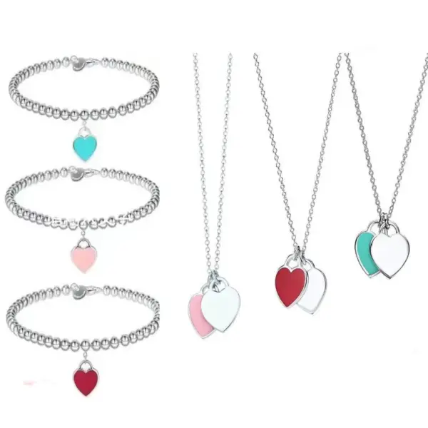 Wholesale Jewelry Elegant Heart Shape Copper Plating Bracelets Necklace Ball Chain Cable Chain