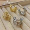 Wholesale Winding C- shaped Earrings Atmospheric High-end Sense Popular Hong Kong Style Fashion Niche Design Sense Light Luxury Ear Ring Earrings