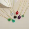 Wholesale Hot-Selling New Retro Simple Natural Stone Zircon Geometric Water Drop Shape 14K Gold Plated Pendant Collarbone Chain Necklace For Women