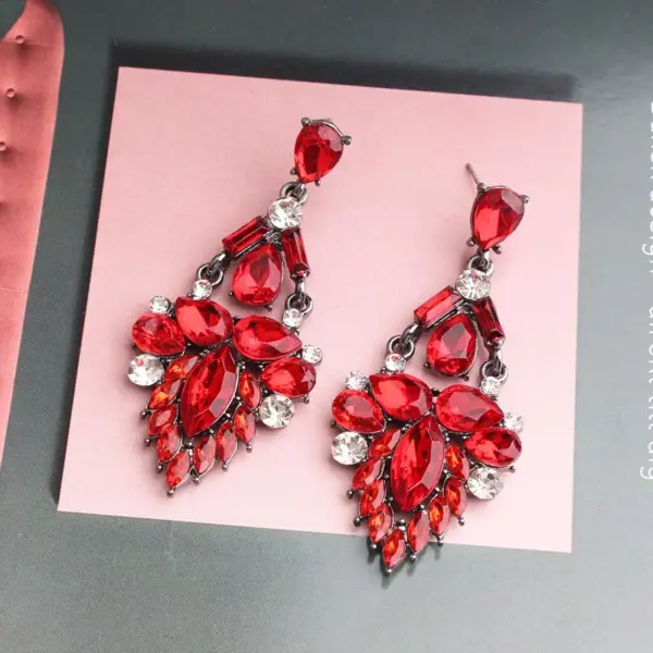 Wholesale Handmade Tropical Geometric Drop Earrings For Women In Golden Plated Zinc Alloy With Acrylic Inlay