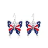 Wholesale USA Independence Day Butterfly Lip Heart Shaped Earrings Red White Blue Dangle Jewelry Fashion Unisex Zinc Alloy Painted Craft