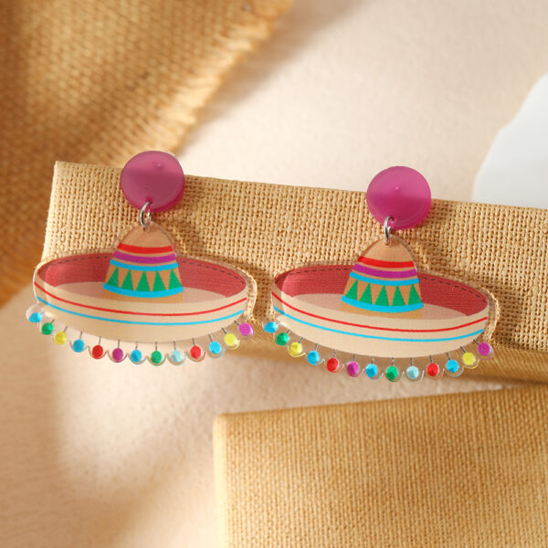 oly-a76c990304d8e1fdf781023792facab7 WholesaleCarnival tassel hat rainbow horse oil painting music festival printed earrings acrylic personalized earrings