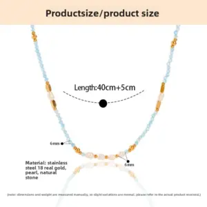 1 # Titanium Steel Tianhe Stone Blue Crystal Necklace / 18k