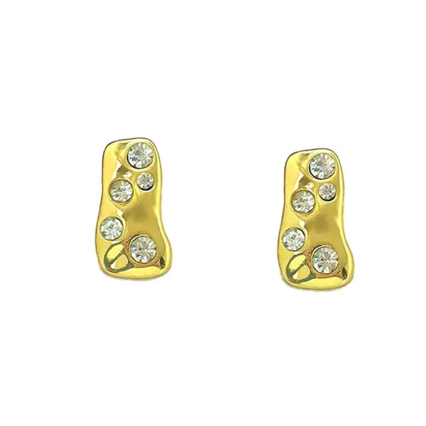 Wholesale Lugong New Alloy Diamond Embedded Women's Fashion Ear Cuff Wrinkled Leather Stylish Commute Personality Ear Jewelry