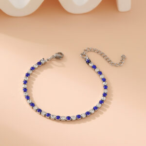 1:1 royal blue 3mm silver bracelet