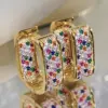 Wholesale Copper Zircon U Shape Shiny Hoop Earrings For Women'S