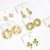 Wholesale 1 Pair/Package Elegant Round Flower Plating Acrylic Pearl Copper 18K Gold Plated Ear Studs