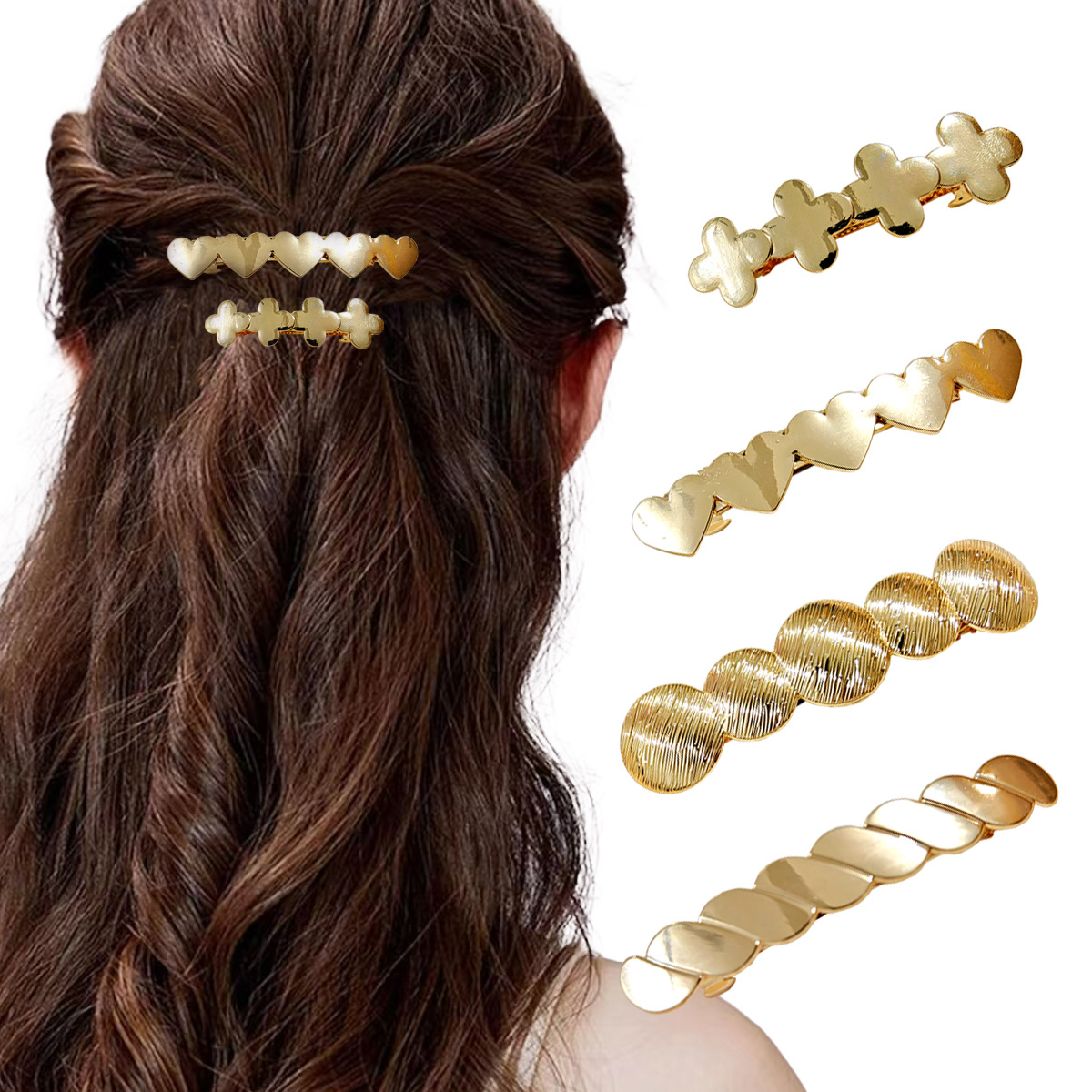 Wholesale Cross-border Spring Clip European and American Geometric Alloy Hairpin Back Head Ponytail Hair Accessories All-match Fashion Hair Headwear