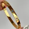 Wholesale Simple Style Round Titanium Steel Plating Inlay Zircon 18k Gold Plated Bangle