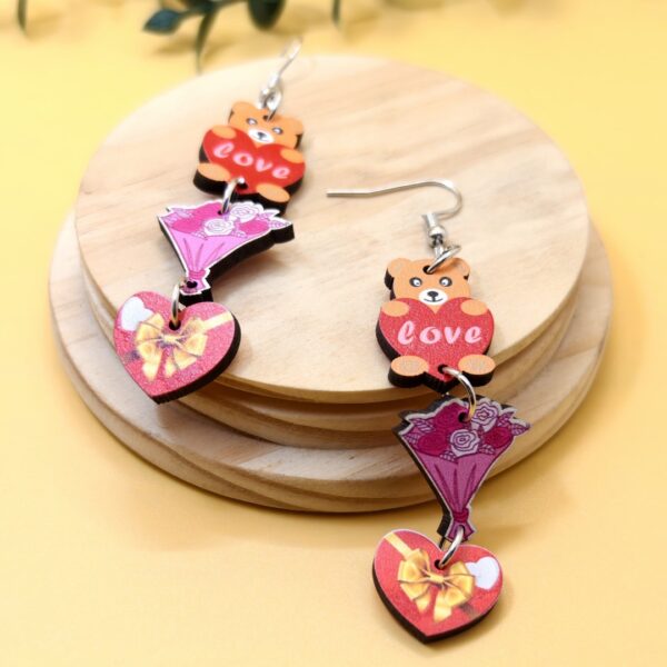 oly-a7b97e91d19dee1d7c6b98ee57a8e8c6 Wholesale Romantic Valentine's Day Earrings Pink Love Rose LOVE Cupid Bear Simple Distinctive Earrings
