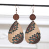 Wholesale Western-style sunflower dairy cow grain farm vintage wood grain thin earrings earrings across