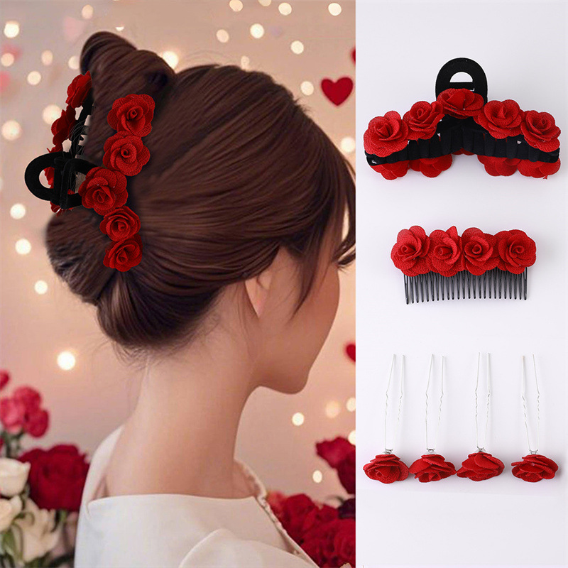 Wholesale Cross-border Europe and the United States red New Year festive hair accessories Bride headdress accessories Valentine's Day hair accessories