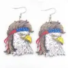 Wholesale New Independence Day Wooden Eagle Earrings American Flag Headscarf July 4th Jewelry Geometric Pattern Letter Numeric Heart Shaped