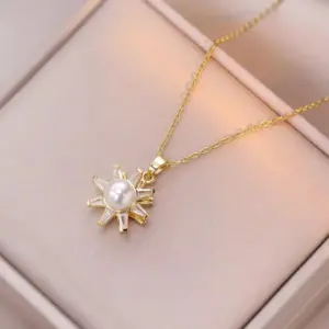 X1077 Gold Rotating SUNFLOWER Necklace