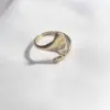 Wholesale Plasma Plated Steel Color 304 Stainless Steel Open Ring Snake-Shaped Cross Ginkgo Leaf Waterproof Non-Fading For Women