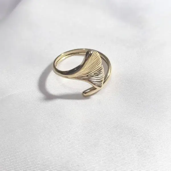 Wholesale Plasma Plated Steel Color 304 Stainless Steel Open Ring Snake-Shaped Cross Ginkgo Leaf Waterproof Non-Fading For Women