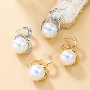 oly-a7e3f454c8b10dbc15ea9b9228b87795 Wholesale Autumn and Winter New European and American Earrings Round Imitation Pearl Earrings Girly Heart Alloy Retro Earrings Yiwu Jewelry