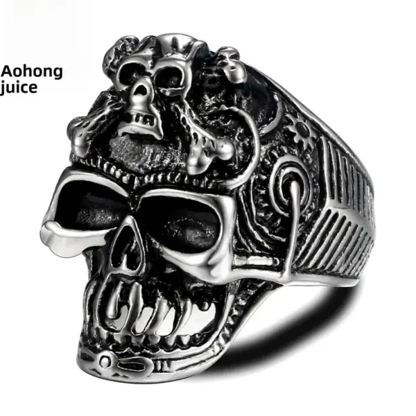 oly-a7f3ab7a269b1e9512d863ff67309900 Wholesale Skull Titanium Steel Ring Men's Stainless Steel Ring Retro