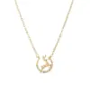 Wholesale Deer Pendant Necklace For Women In Copper With 14K Real Gold Electroplated And Diamond Inlay