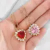 Wholesale 1 Piece Elegant Luxurious Shiny Heart Shape Polishing Plating Inlay Copper Zircon Pendant Necklace