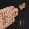Wholesale 316L Stainless Steel Copper Zircon Ear Cartilage Rings & Studs Flower Waterproof Non Tarnish Surgical Steel