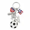 Wholesale Backpack Pendant Oil Drop Mini Football Keychain Pendant American Flag Alloy Handmade Football Enthusiast