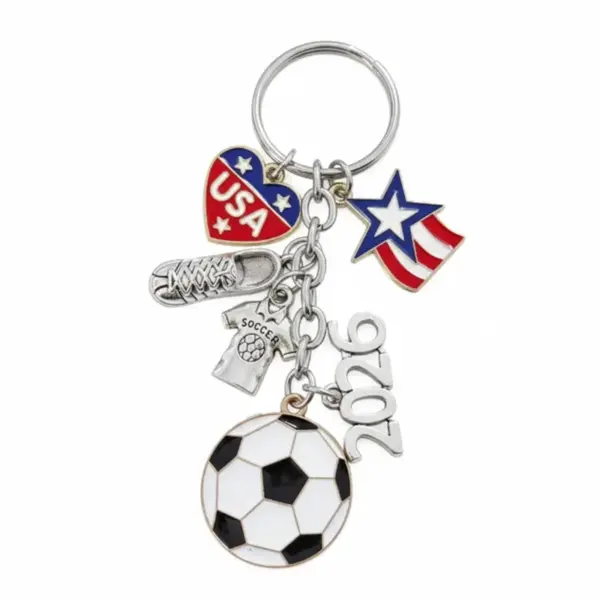 Wholesale Backpack Pendant Oil Drop Mini Football Keychain Pendant American Flag Alloy Handmade Football Enthusiast