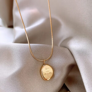 English Letter Oval Necklace
