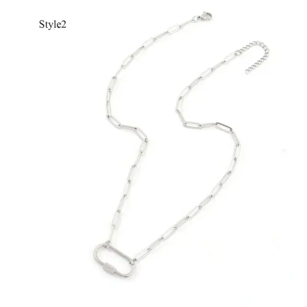 Wholesale PVD Coated Real Gold Plated Oval 201 Stainless Steel 304 Elegant Simple Style Classic Waterproof Non Tarnish Necklace