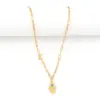 Wholesale Simple Fashion Classic Micro Pave Zircon Fatima Hand Initial Pendant Gold Stainless Steel Paperclip Chain Women's Necklace