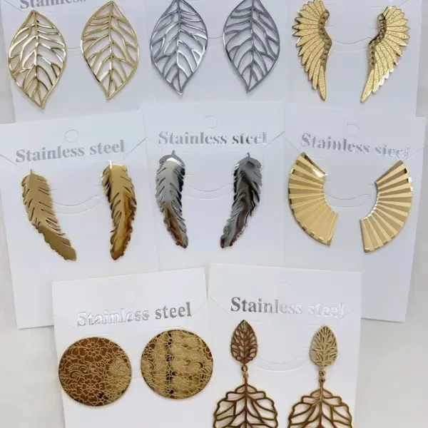 Wholesale Long-Lasting Plated 18K Gold Plated Round Sector Leaves Copper Casual Retro Modern Style Polishing Plating Earrings Ear Studs