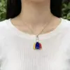 Wholesale Unisex National Flag Enamel Pendant Necklace With 18K Real Gold Plated Copper And PVD Coated Foxtail Chain