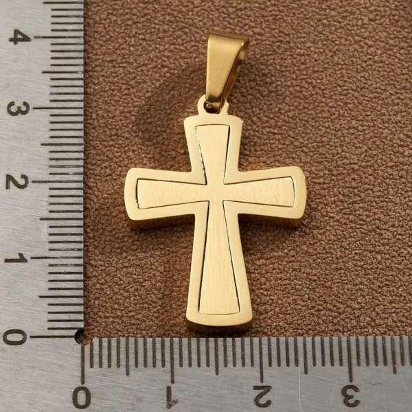 Wholesale DIY Jewelry High-Quality Polished 304 Stainless Steel Rhinestone Vacuum Electroplating (In Furnace) 18K Real Gold Plated Cross Flag Square Pendant