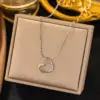 oly-a879232c2d92a67c054fbe19550647ff Wholesale PVD Coated Real Gold Plated 18K Gold Heart Shape 304 Stainless Steel Elegant Waterproof Non Tarnish 304 Stainless Steel Pendant Necklace