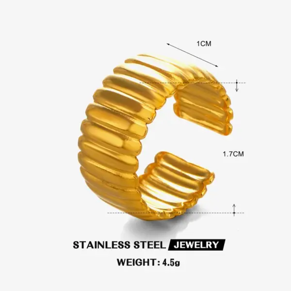oly-a885a7568864be0ad4f29c8b553b4b61 Wholesale Ion Plating (IP) 18K Gold Plated Lines 304 Stainless Steel Simple Style Waterproof Non Tarnish Open Rings