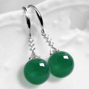 Wholesale Temperament Earrings for Women, Simulated Chalcedony Green Agate Earrings, Internet Celebrity New Emerald Long Earrings, Anti-Precious Stone Earrings