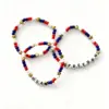 Wholesale Independence Day Stackable Beaded Bracelet Set Red White Blue USA FREEDOM Acrylic Cuff Unisex Style Letter Craft