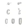 Wholesale Simple Zirconia Earring Set For Women Without Pierced Ears Clip-on Luxury Geometric Water Drop Square Half Circle