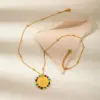 Wholesale PVD Coated 14K Gold Real Gold Plated Round Oval 304 Stainless Steel Vacation Waterproof Non Tarnish 304 Stainless Steel Pendant Necklace