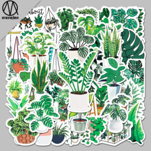 Wholesale 50 cartoon green plant personality ins wind plant DIY decorative stickers laptop car scooter stickers