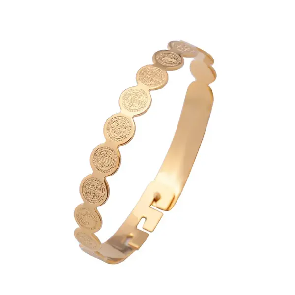 Wholesale 304 Stainless Steel Round Virgin Mary Plating Bangle