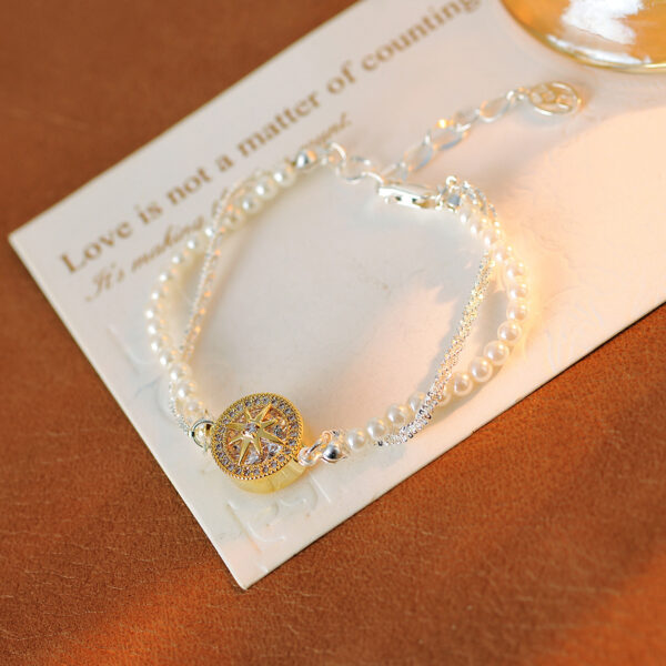 Wholesale Copper alloy bracelet with diamond-set eight-pointed star double-layer bead bracelet