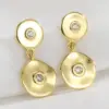 Wholesale 18K Gold Plated Copper Earrings For Women, Universal Electroplated Rhinestone Geometric Handmade Small Style Earrings For Women