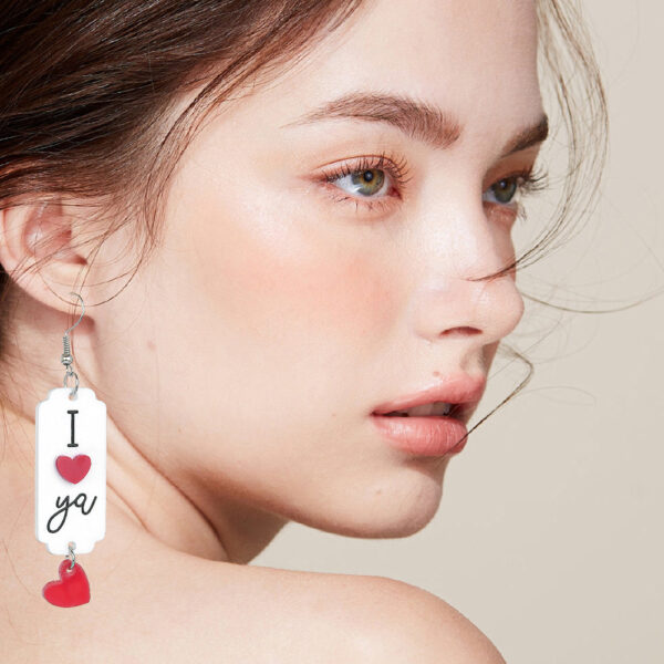 oly-a8d0325893b59267101f6e18261bae84 Wholesale Valentine's Day earrings series English letters acrylic I love you love earrings