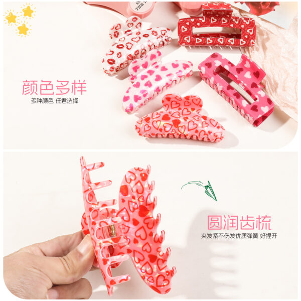 Wholesale Rose Love Printed Clip Valentine's Day Atmosphere Women's Hairpin Shark Clip Hair Accessories