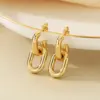 Wholesale Fashionable Geometric Pattern Stainless Steel 18K Gold Plated Hollow Chain Earrings For Women Versatile Daily Wear Jewelry